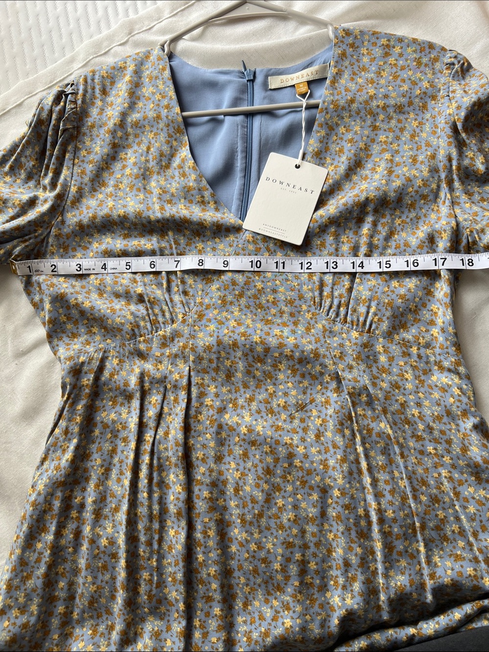 Bonita Dress NWT Medium Blue Floral Ditzy Print Rayon Midi Maxi Dress Pockets - Picture 8 of 11